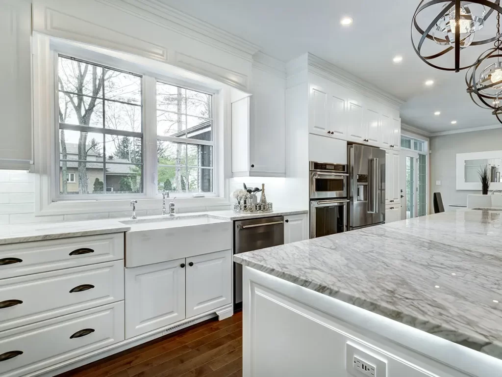All white kitchen cabinets and complete kitchen renovation in Aldie, VA