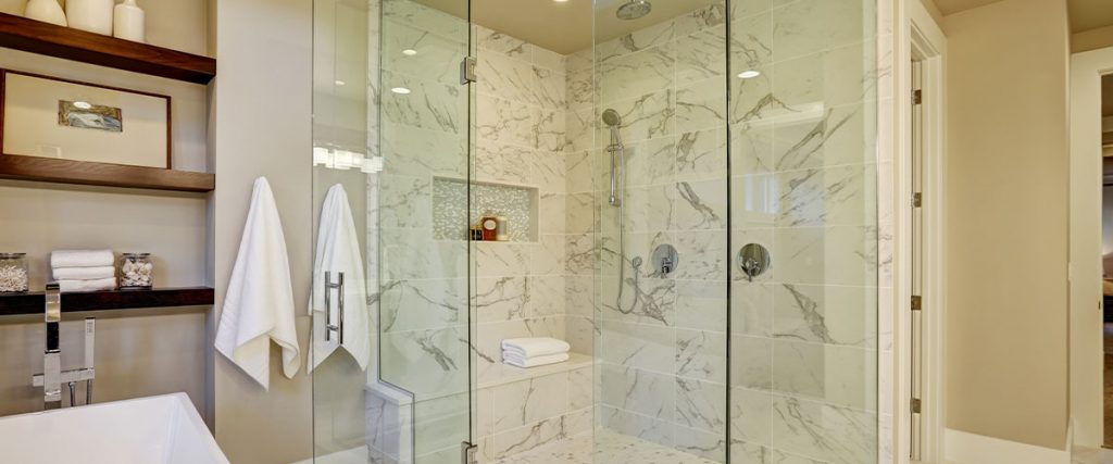 modern shower in bathroom