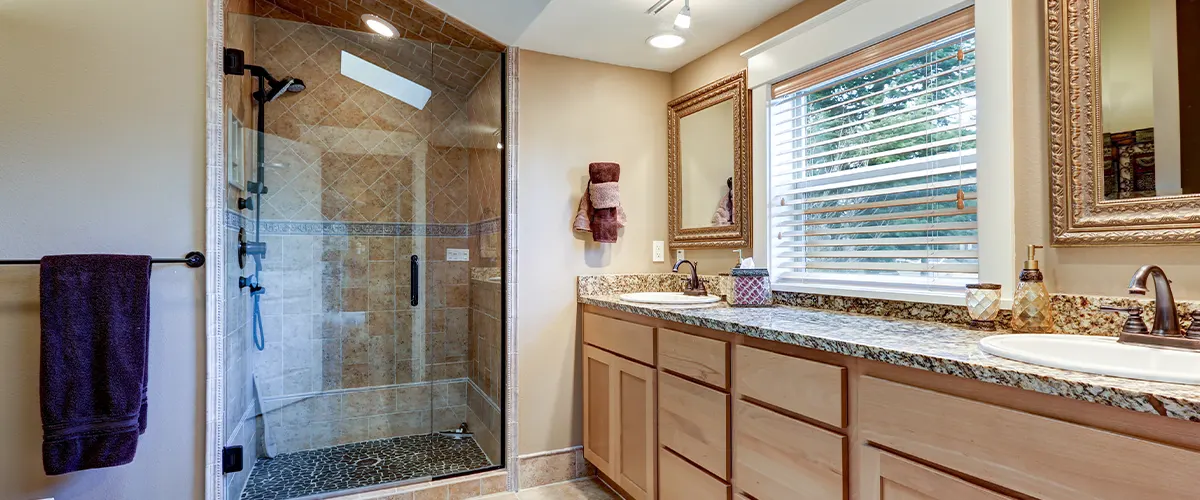 shower with heated floors