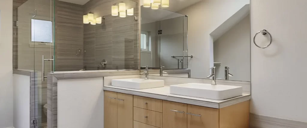 sleek-bathroom with corner shower