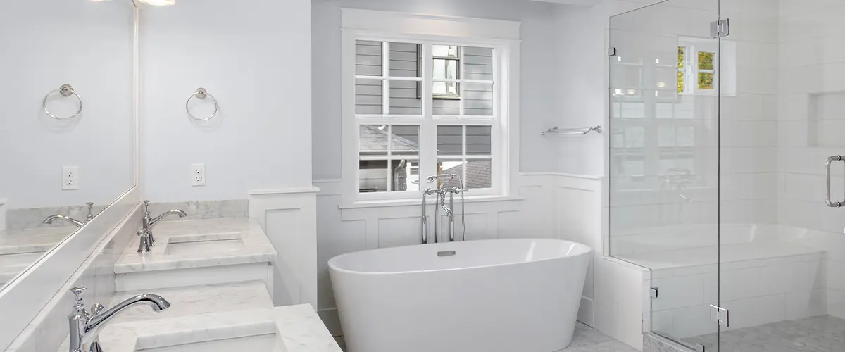 sleek white modern bathroom