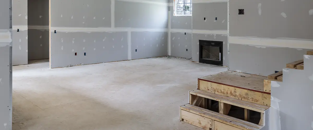 An empty basement being renovated in Northern Virginia