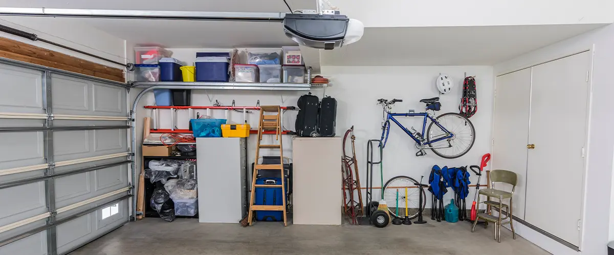 A garage addition used as storage space