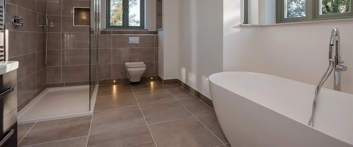 A bathroom floor with tile