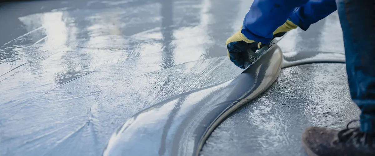 Epoxy flooring being installed professionally