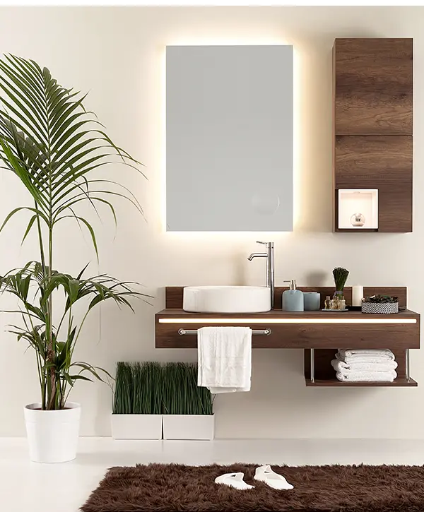 Modern bathroom vanity made of wood