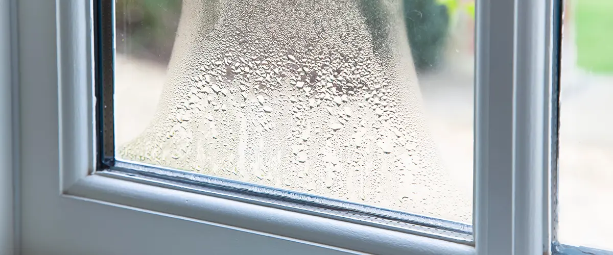old window with condensations between panes