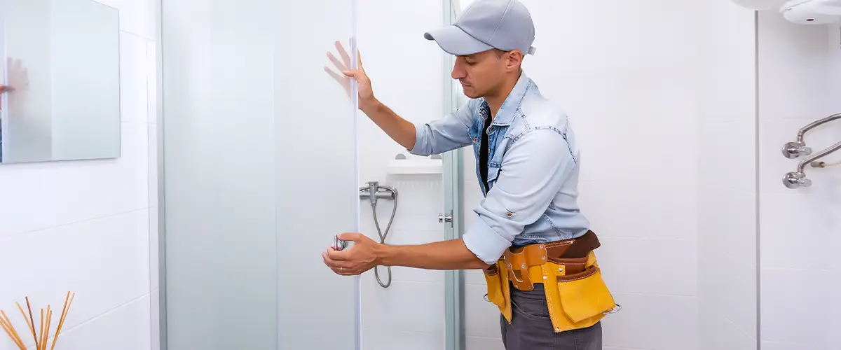 professional performing a shower door installation shower door replacement